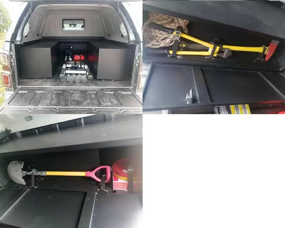 Camioneta Isuzu D-MAX modificada con capota impermeable desmontable para almacenamiento seguro de carga